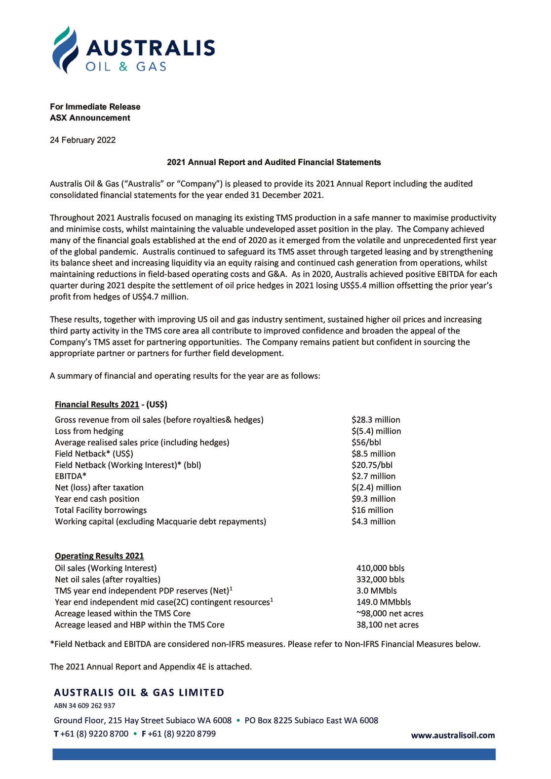 Annual Report to shareholders and Appendix 4E