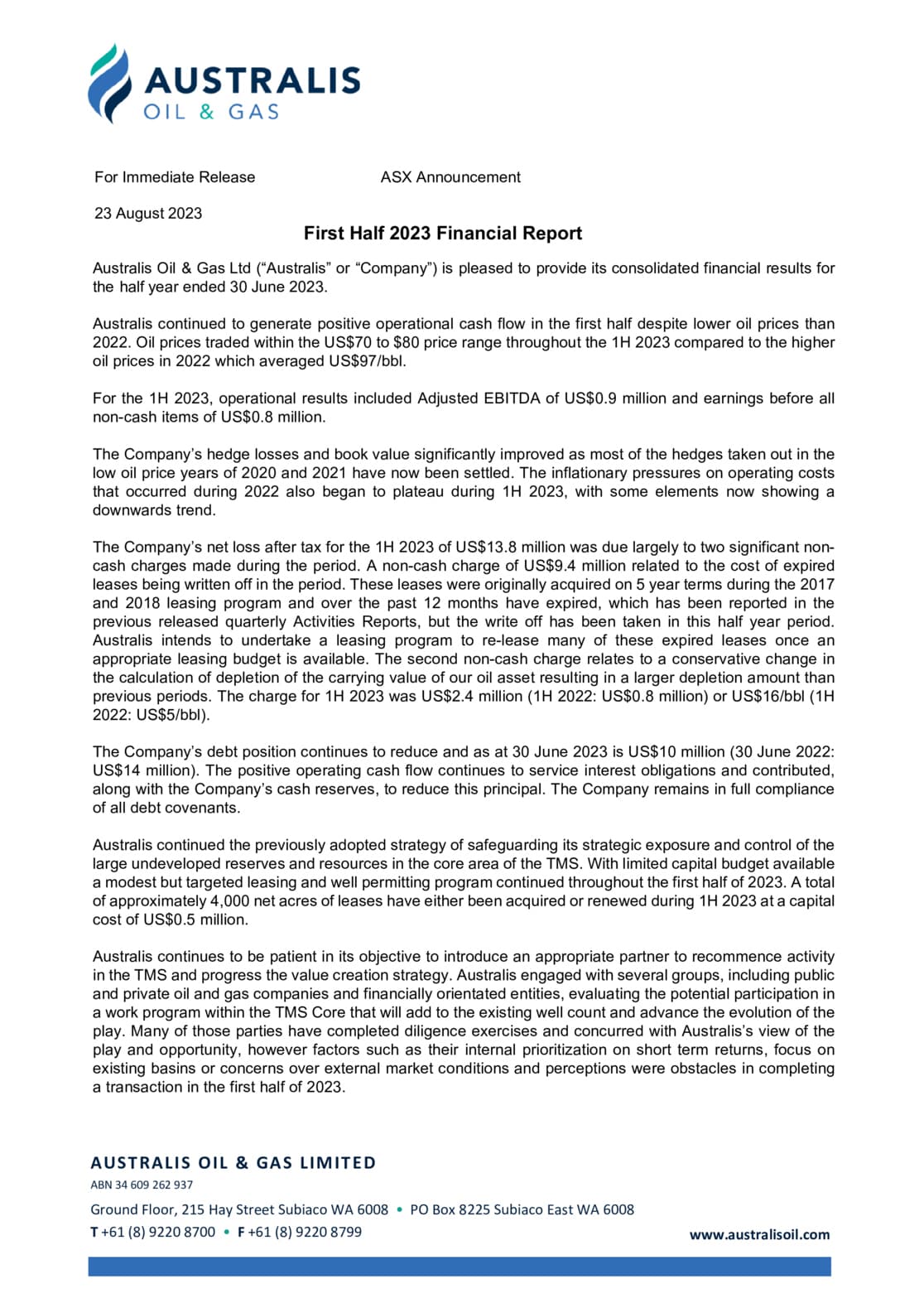 Half Year Accounts and Appendix 4D