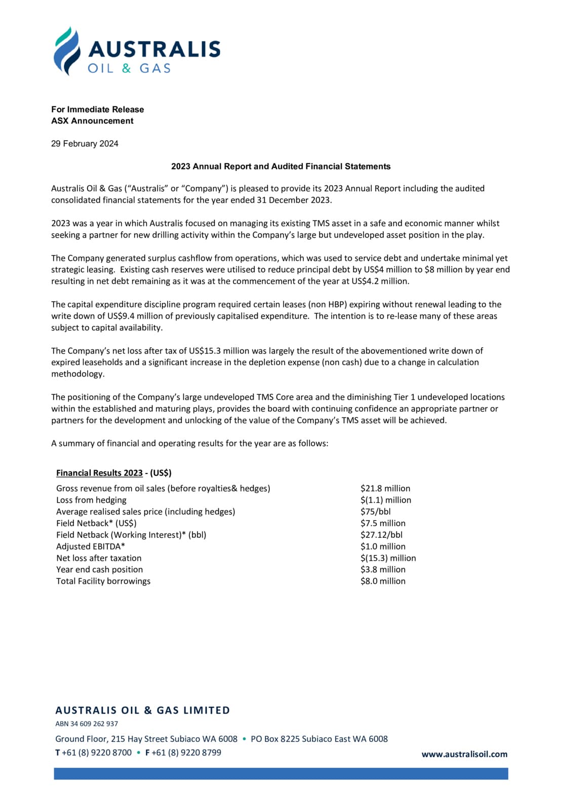 Annual Report to shareholders and Appendix 4E