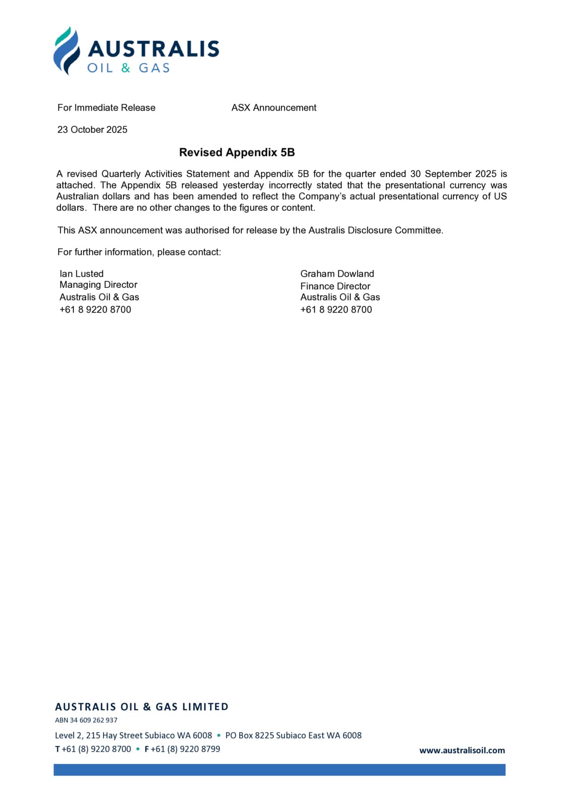Revised Appendix 5B
