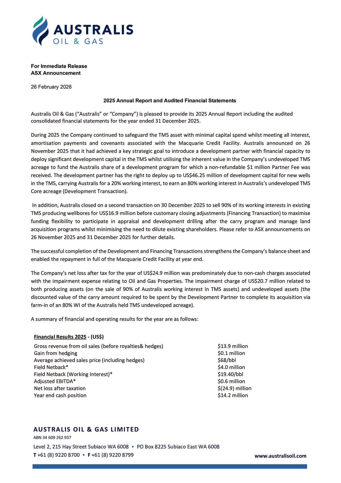 Annual Report to shareholders and Appendix 4E
